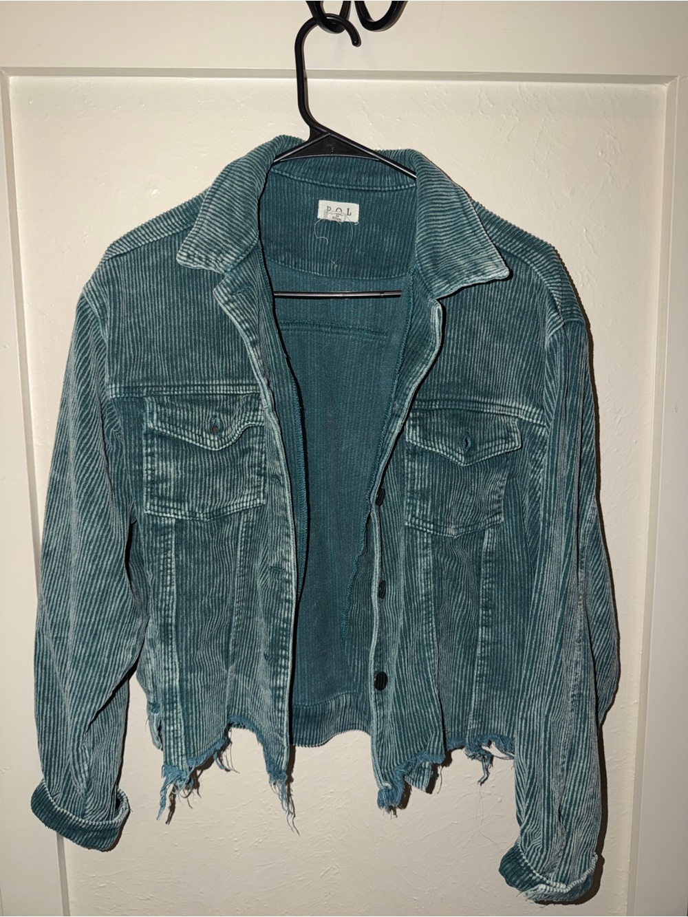 Teal Corduroy Distressed Trucker Jacket - Women
